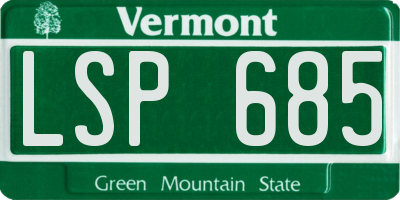 VT license plate LSP685