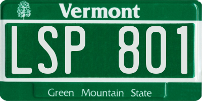 VT license plate LSP801