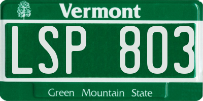 VT license plate LSP803