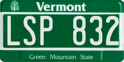 VT license plate LSP832