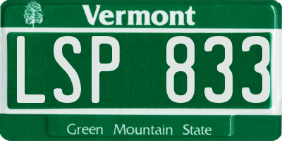 VT license plate LSP833