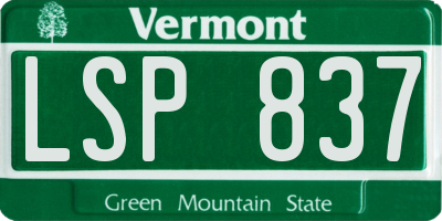 VT license plate LSP837