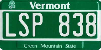 VT license plate LSP838