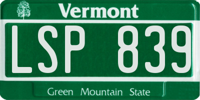 VT license plate LSP839