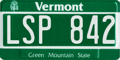 VT license plate LSP842