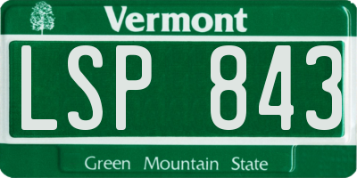 VT license plate LSP843