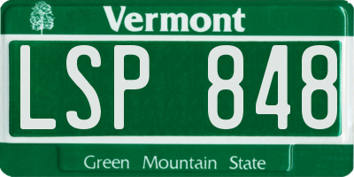 VT license plate LSP848