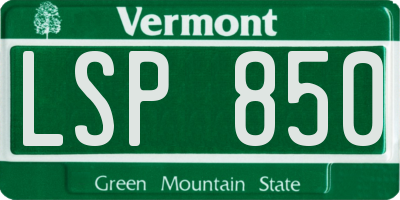 VT license plate LSP850