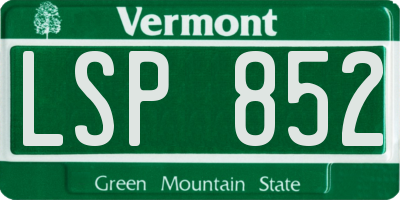 VT license plate LSP852