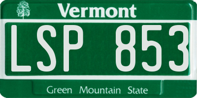 VT license plate LSP853