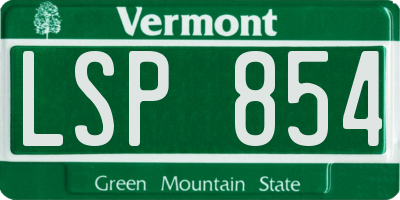 VT license plate LSP854