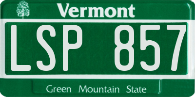 VT license plate LSP857