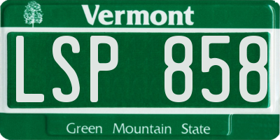VT license plate LSP858