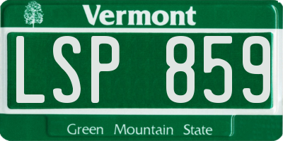 VT license plate LSP859