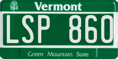 VT license plate LSP860