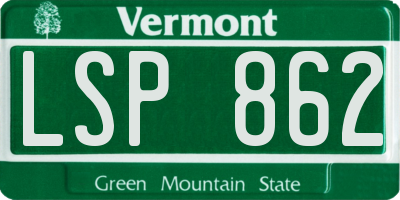 VT license plate LSP862