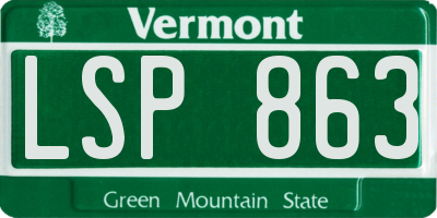 VT license plate LSP863