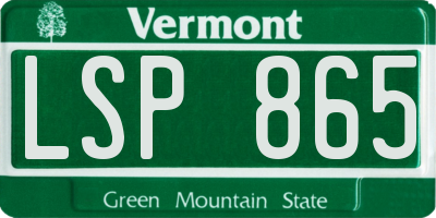 VT license plate LSP865