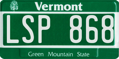 VT license plate LSP868