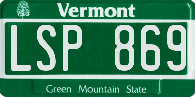 VT license plate LSP869