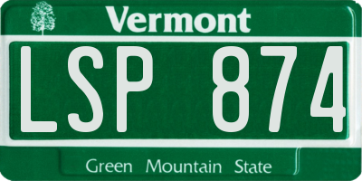 VT license plate LSP874