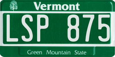 VT license plate LSP875