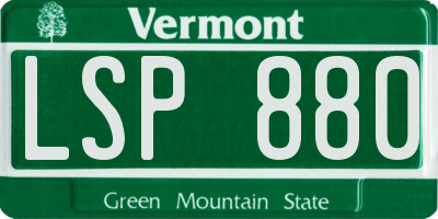 VT license plate LSP880