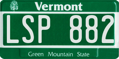 VT license plate LSP882
