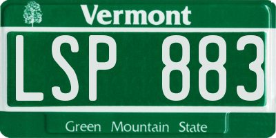 VT license plate LSP883