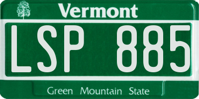 VT license plate LSP885