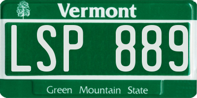 VT license plate LSP889
