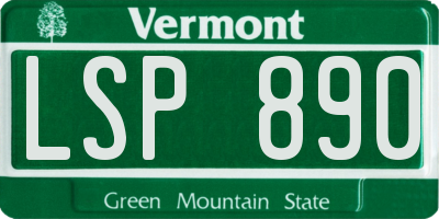 VT license plate LSP890