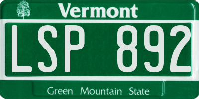 VT license plate LSP892