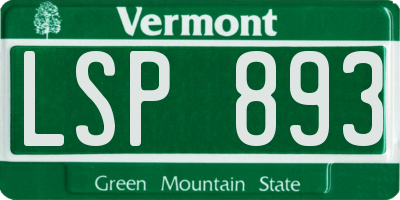 VT license plate LSP893