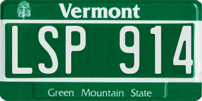 VT license plate LSP914
