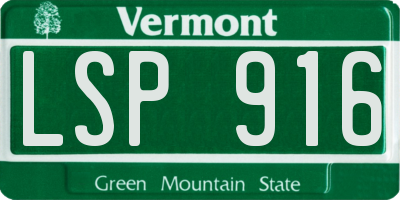 VT license plate LSP916