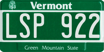 VT license plate LSP922