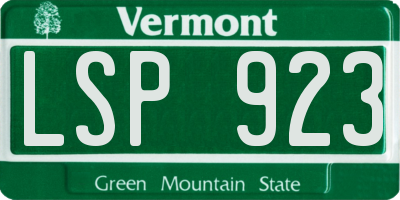 VT license plate LSP923