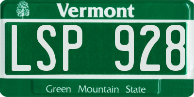 VT license plate LSP928