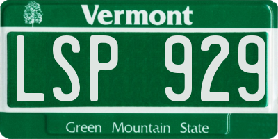 VT license plate LSP929