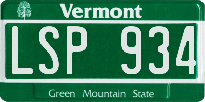 VT license plate LSP934
