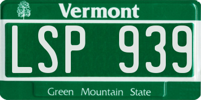 VT license plate LSP939