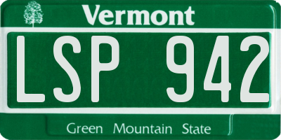 VT license plate LSP942