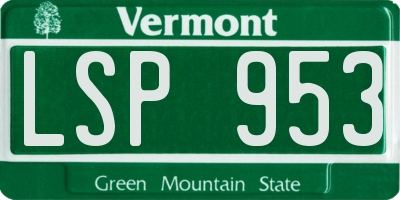 VT license plate LSP953