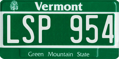 VT license plate LSP954