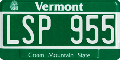 VT license plate LSP955