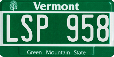 VT license plate LSP958