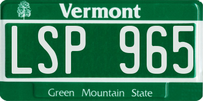 VT license plate LSP965
