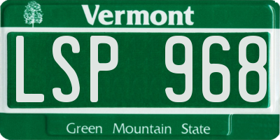 VT license plate LSP968