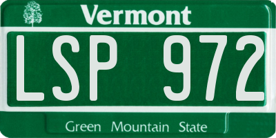 VT license plate LSP972